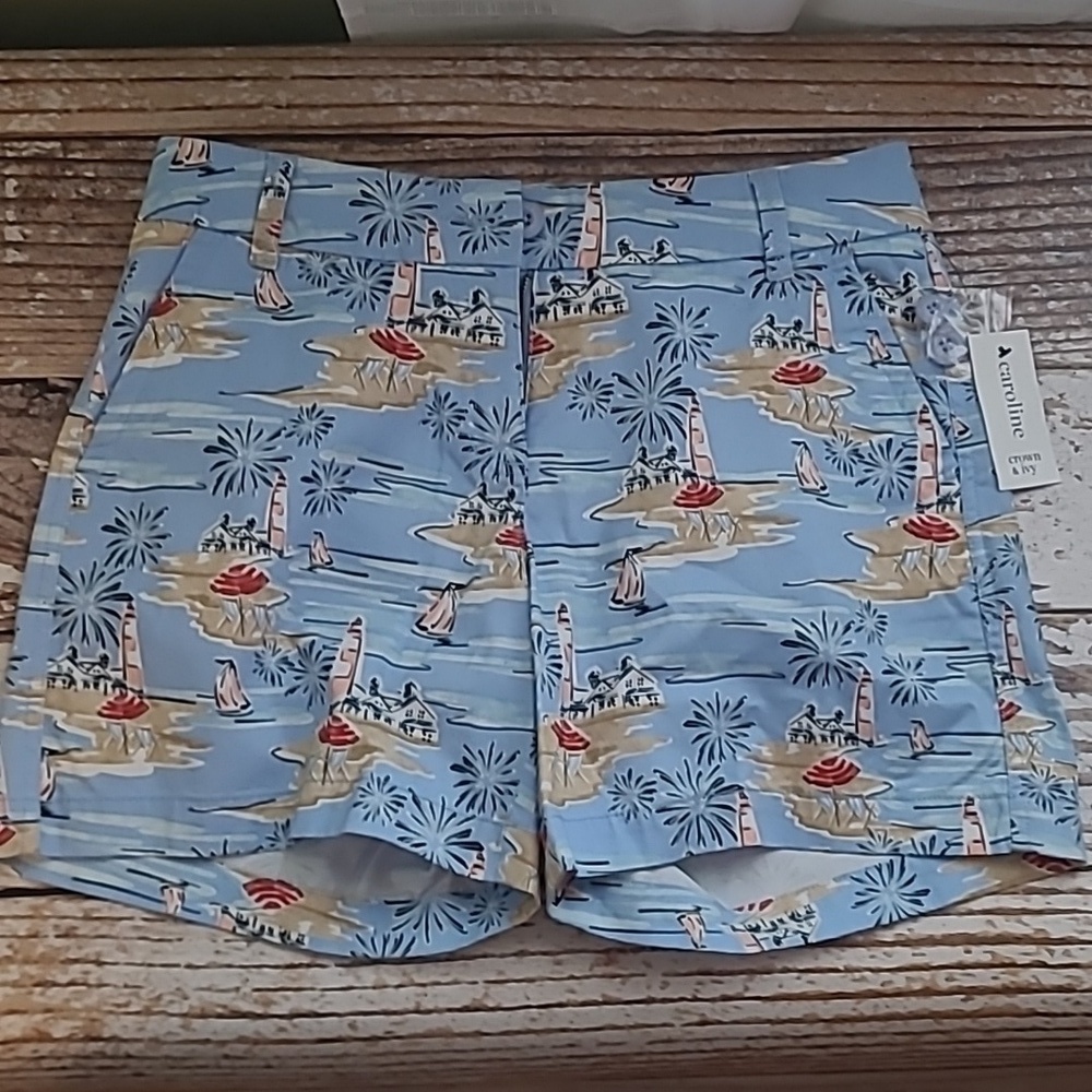 Crown & Ivy sz 2 blue Caroline Beach themed shorts new with tags WS96